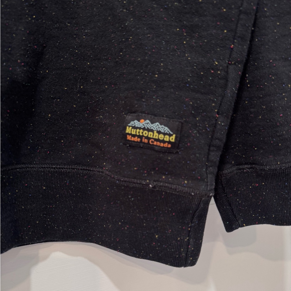 Muttonhead Black Speckled rainbow crewneck Sweatshirt size large made in Canada - Picture 11 of 12